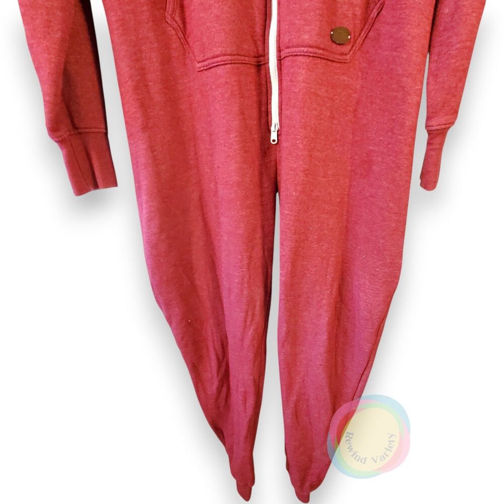 Tokyo Tigers Camerton Hooded Union Suit Mens M Claret Red Zip Jumpsuit One-Piece - Picture 9 of 16